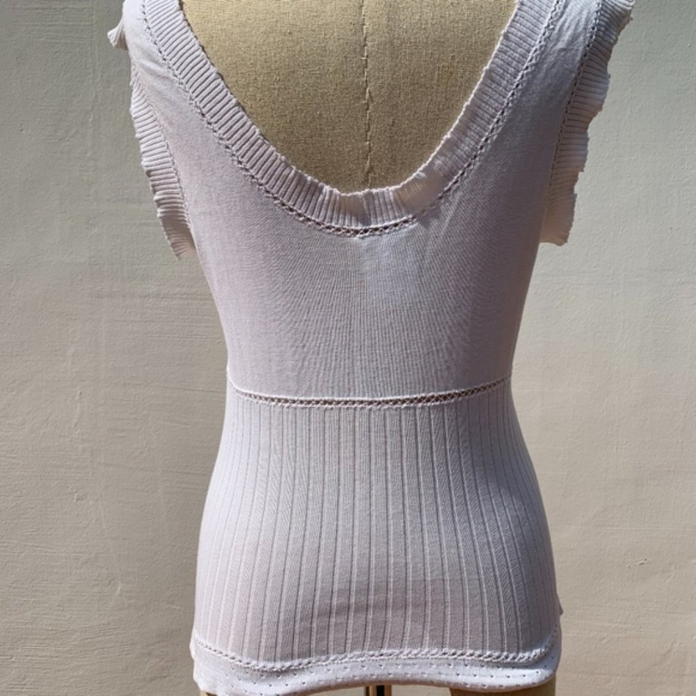 CHANEL CC Cat White Cotton Sleeveless Top, French 38, American Size 8, HTF, Luxe - Picture 5 of 8